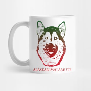 The alaskan malamute head is red, Green, Mug